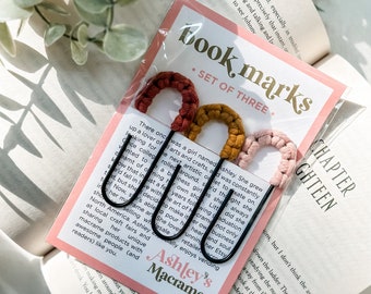 Macrame Bookmarks (Set of 3), Colored Placement Markers, Giftables for Any Occasion, Ready to Ship, Gift for Reader, Teacher, Grandma, Women