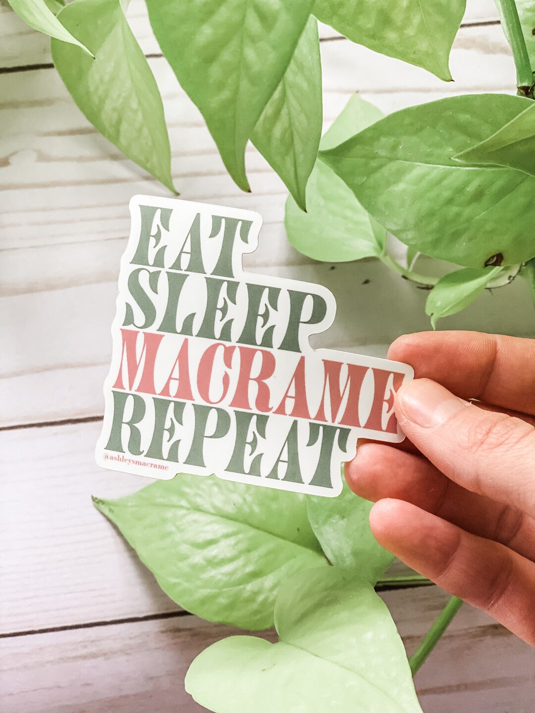 Eat Sleep Macrame Repeat Sticker, Sticker for Laptop, Water Bottle ...