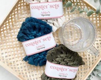 Handmade Macrame Coaster Set (4), Home Decor & Accents, Mug Rugs, Ready to Ship, Perfect Gift for friend, mom, grandma, new homeowner