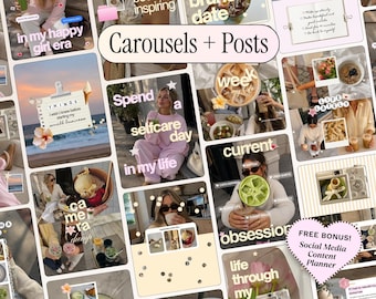 Trendy carrousel- en posttemplates voor Instagram | UGC-content creator coach | SMM-bundel voor kleine bedrijven | Virale berichten | Carrousels | Reel-covers