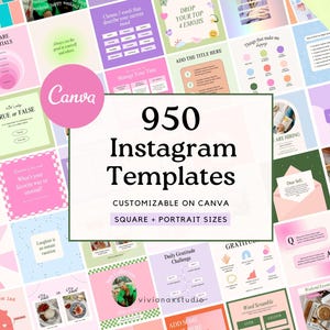 950 Instagram Templates | Colourful Bright Templates | Canva Templates| Instagram Engagement | Coach carousels and quotes | Portrait size