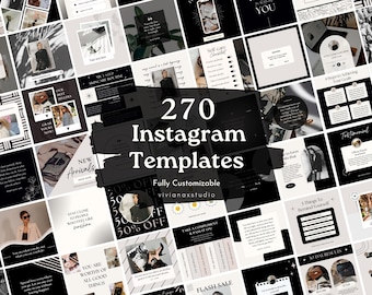 270 Black Instagram Templates:  Minimal Social Media Templates