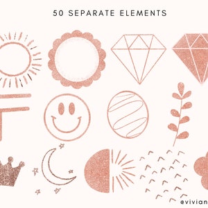 Rose Gold Glitter Clipart Glitter Png Glitter Graphic Elements Rose