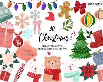 Vintage PNG Christmas ornaments cliparts Holiday printable scrapbook elements.