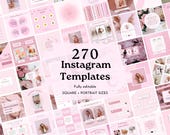 270 Pink Instagram Templates | IG Post Templates| Canva Templates | Instagram Post and story Templates | Pink theme