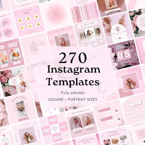 270 modèles Instagram roses | Modèles de publication IG| Modèles de toile | Modèles de publication et d'histoire Instagram | Thème rose