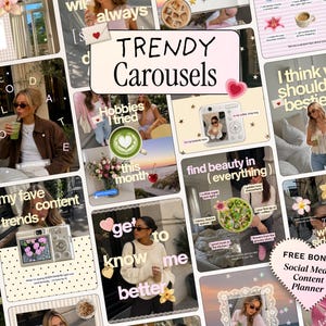 Trendige animierte Karussell-Vorlagen für Instagram | UGC-Content-Creator-Coaching, SMM-Bundle für Kleinunternehmen | Virale Karussell-Reel-Cover