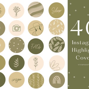 40 couvertures Instagram Highlight | Icônes de surbrillance verte | Faits saillants bohèmes sur Instagram | Couvertures de faits saillants d'affaires | Points forts de la nature verte