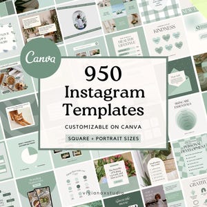 950 Instagram Templates | Green neutral Templates |Clean minimal Canva Templates| Instagram Engagement| Minimal carousels | Portrait Size