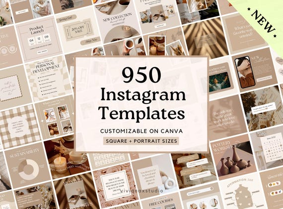 950 Instagram Templates | Neutral Brown Beige Templates | Neutral Templates | aesthetic carousels | Portrait Size