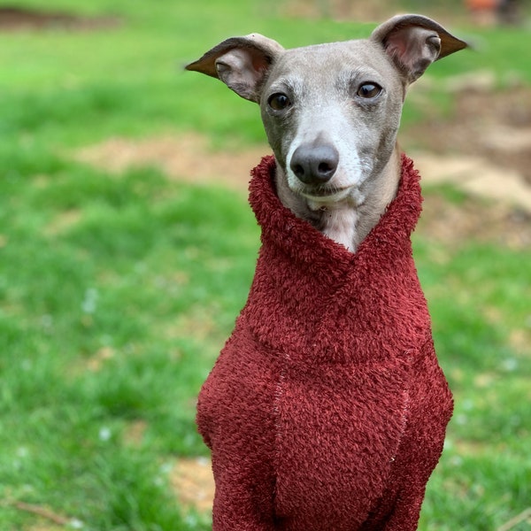 Italian Greyhound NOOD: Fuzzy Wrap Neck Pullover-  Made to Order