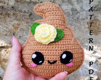 Funny crochet flower poop amigurumi pattern | Toilet humor gag gift plush toy PDF tutorial