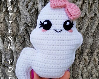 Halloween crochet ghost amigurumi pattern, Spooky plush toy PDF pattern