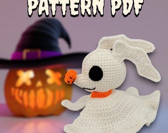 ハロウィンゼロゴーストドッグかぎ針編みパターン：不気味なモンスターぬいぐるみ（PDFパターン）