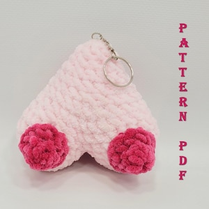 Llavero de peluche de pecho con tetas, juguete de ganchillo LGBTQ