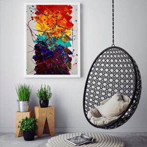 Original Abstract Modern Colorful Painting On Canvas Large Wall Contemporary Art- Ice And Fire