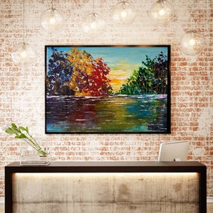 Contemporary Wall Art, Palette Knife Painting, Colorful Landscape Painting, Modern, Abstract, Original, Large, Wall Textured Art on Canvas