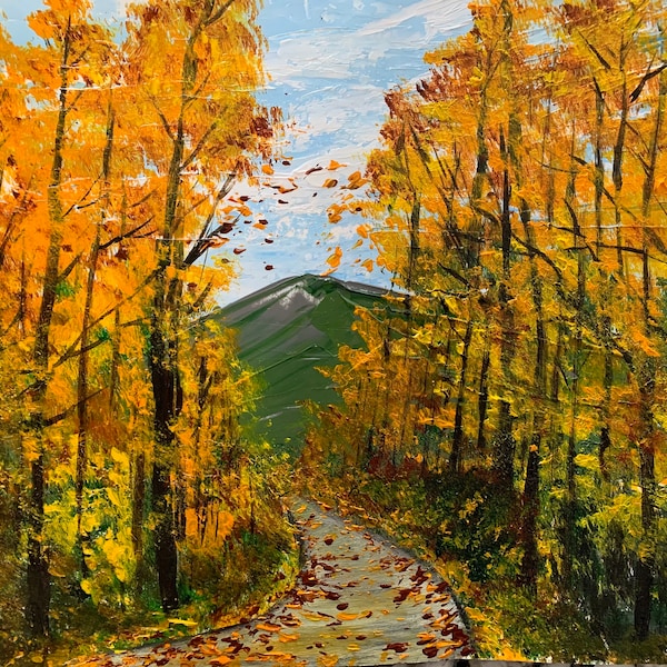 FALL LANDSCAPE PAINTING, Tree, Modern,Abstract, Original, Painting On Canvas, Large, Autumn,  Wall Contemporary Art - Fall