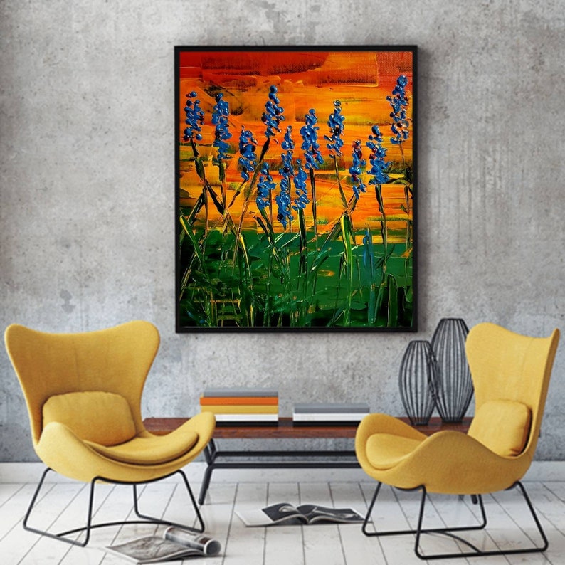 Colorful Original Abstract Modern Flower Painting on Canvas - Etsy