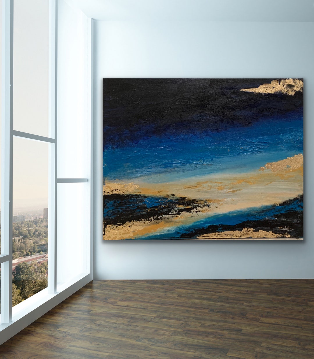 Original Abstract Modern Gold Leaf Painting on Canvas Large Wall ...