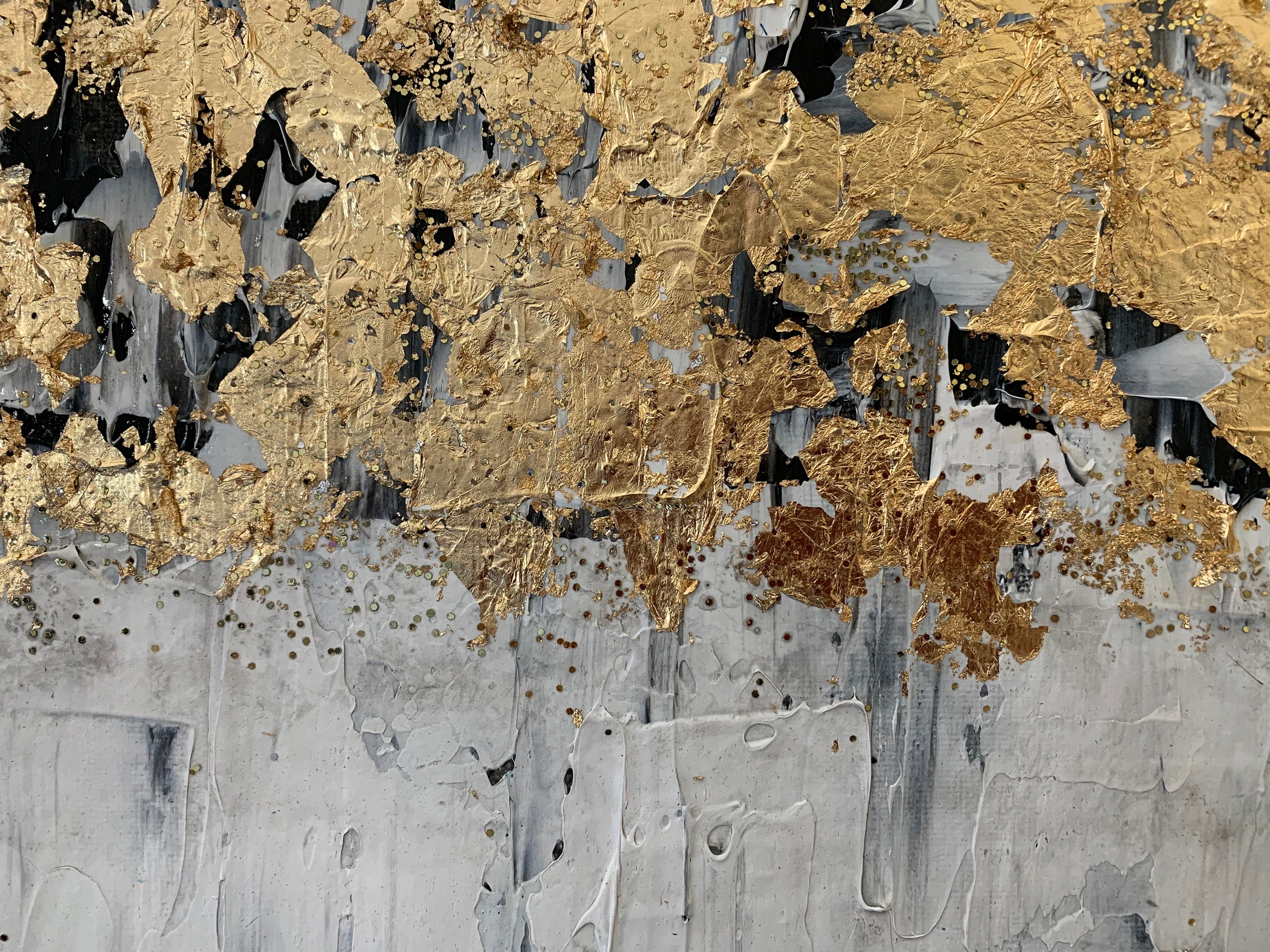 Original Abstract Modern Textured Gold Leaf Painting on Canvas - Etsy