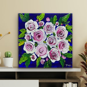 Colorful Original Abstract Roses Floral Modern Painting On Canvas Large Wall Contemporary Art - Abstract Roses