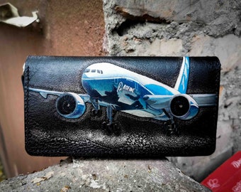 Airplane Leather Wallet - Etsy