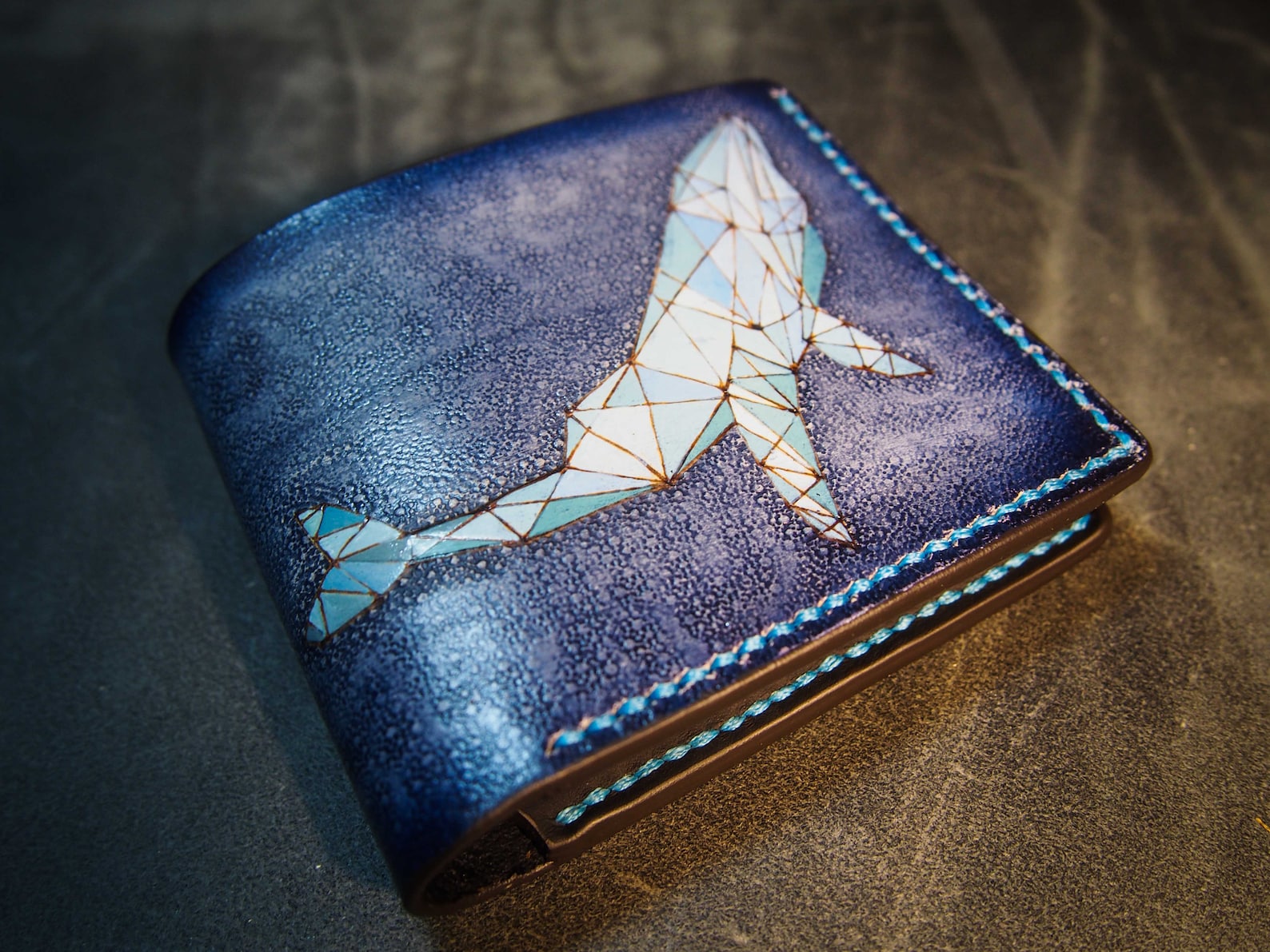 Leather Bifold Blue Whale Wallet Killer Whale Hand Painted Etsy