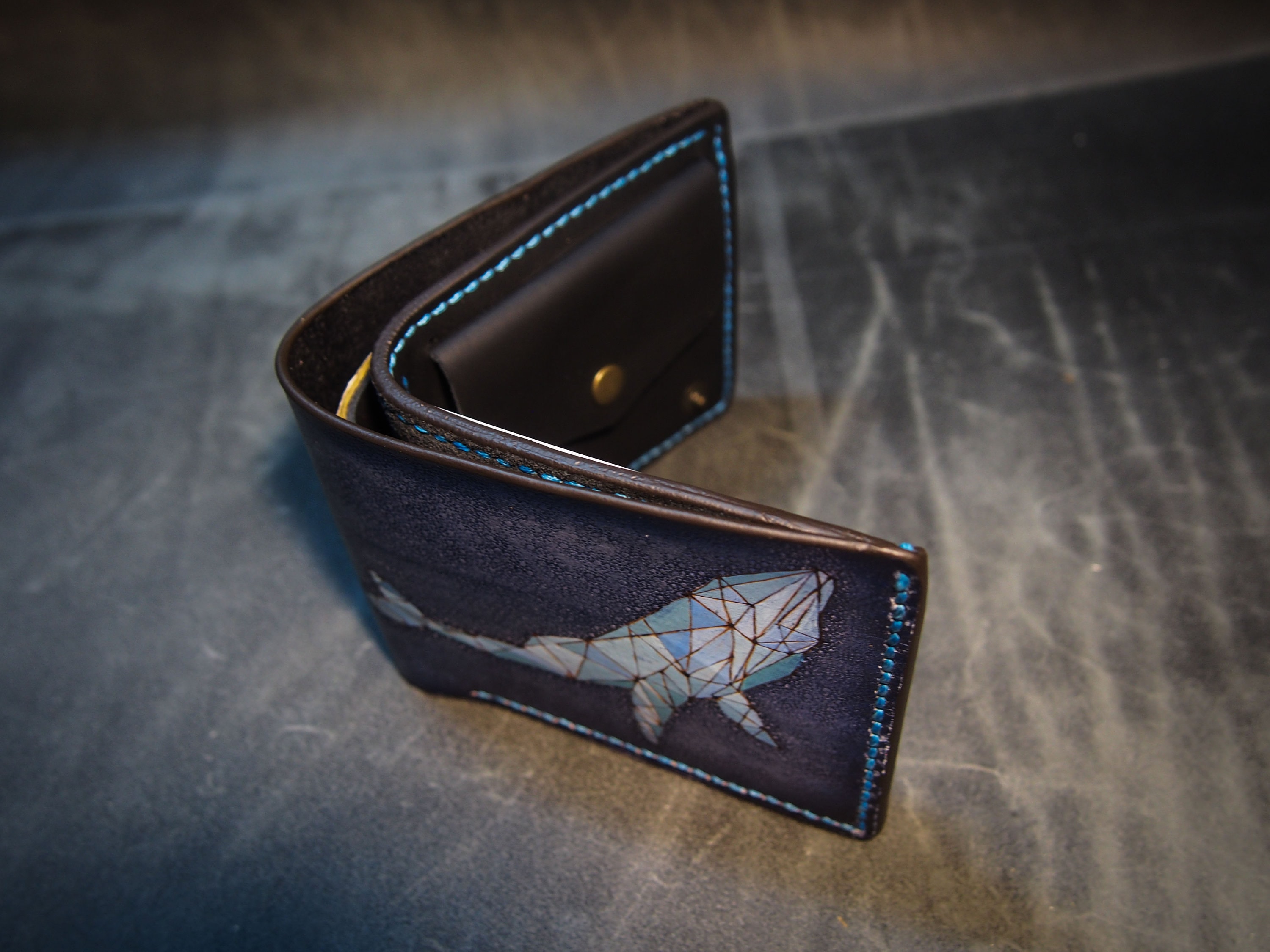 Leather Bifold Blue Whale Wallet Killer Whale Hand Painted Etsy