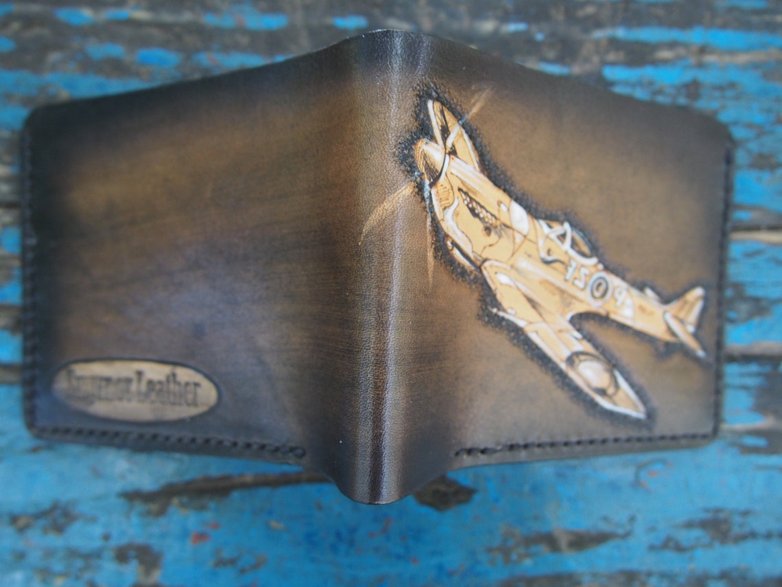 Leather wallet with plane plane wallet Plane Pilot wallet Etsy