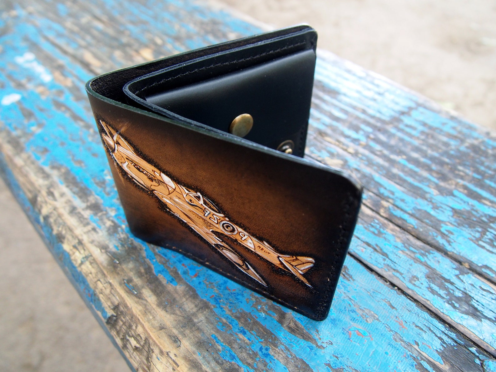 Leather wallet with plane plane wallet Plane Pilot wallet Etsy
