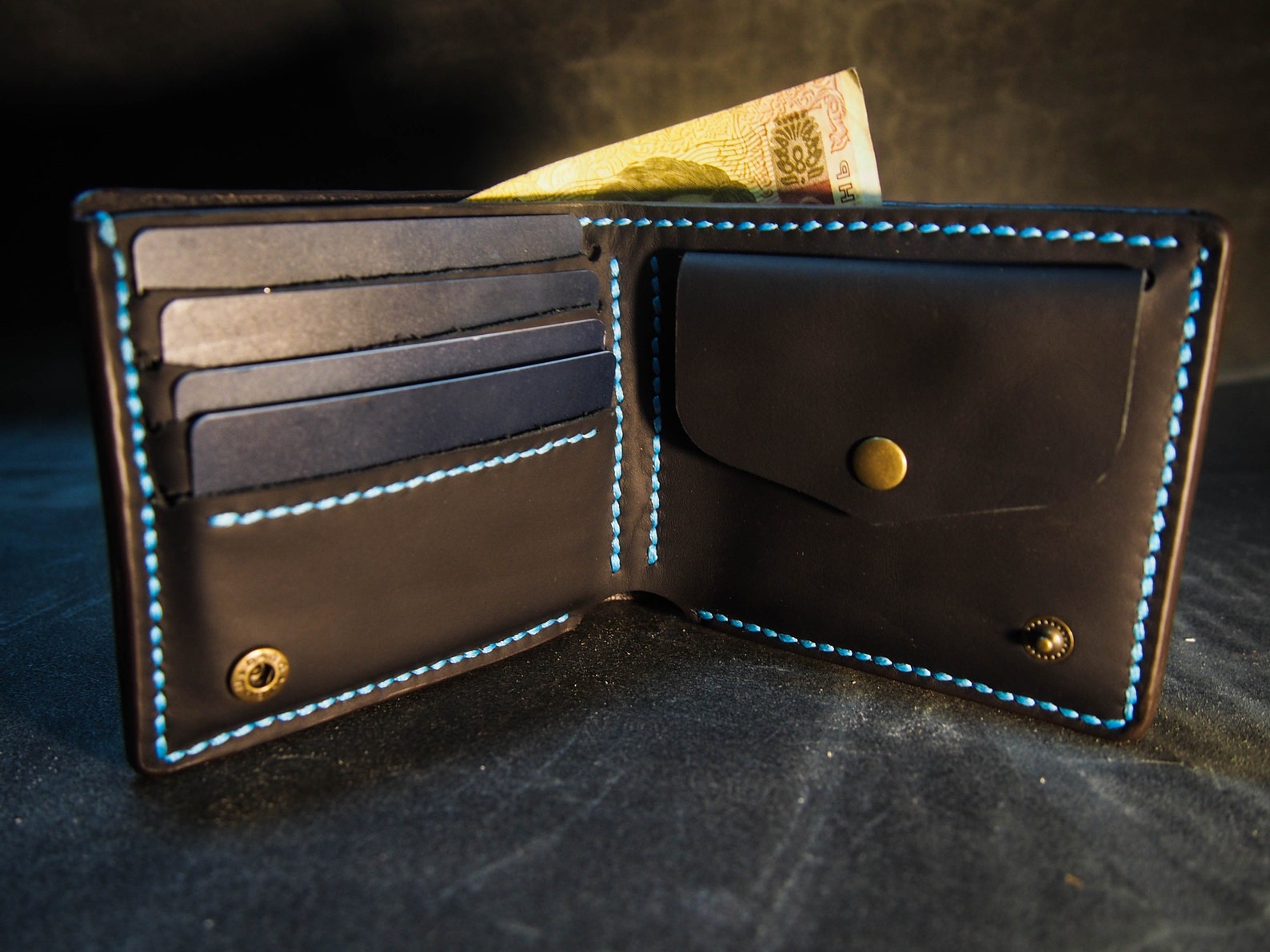 Leather Bifold Blue Whale Wallet Killer Whale Hand Painted Etsy