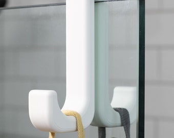 Inches | Sturdy White Shower Hook for Glass Shower Walls | Towel Hooks ...