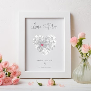Engagement Gift | Engagement Print | Wedding Map Print | Couples Gift | Personalised Map Print | Engagement Map | Engagement Gifts image 1