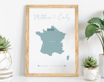Engagement Gift | Engagement Print | Engagement Map Print | Couples Gift | Personalised Map Print | Engagement Map | Engagement Gifts