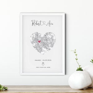 Engagement Gift | Engagement Print | Engagement Map Print | Couples Gift | Personalised Map Print | Engagement Map | Engagement Gifts