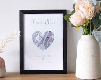 Engagement Gift | Engagement Present | Engagement Map Print | Couples Gift | Personalised Map Print | Engagement Map | Engagement Gifts