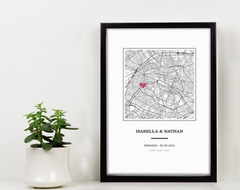 Engagement Gift | Wedding Gift | Map Print | Couples Gift | Anniversary Present | Engagement Print | Wedding Print