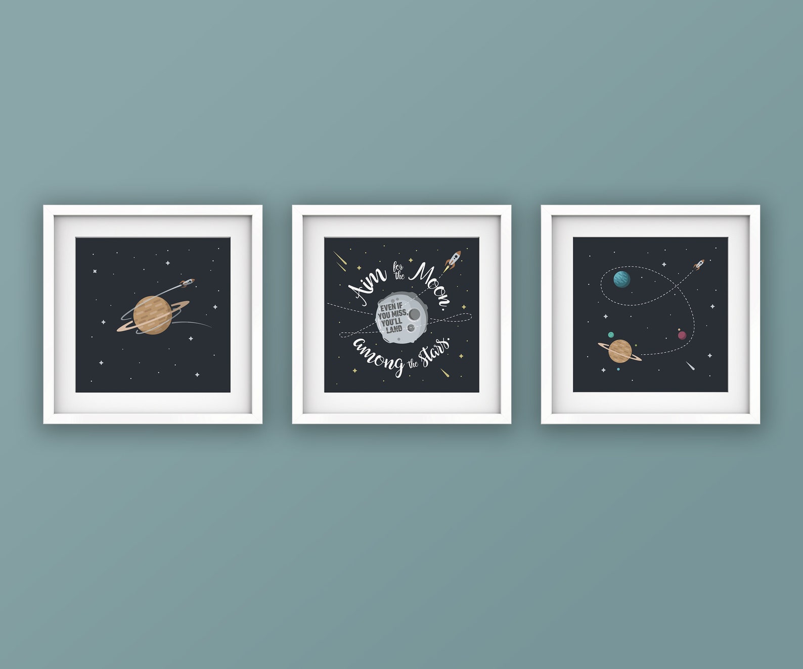 Space Nursery Wall Print / Space Art / Nursery Print / Baby Etsy UK