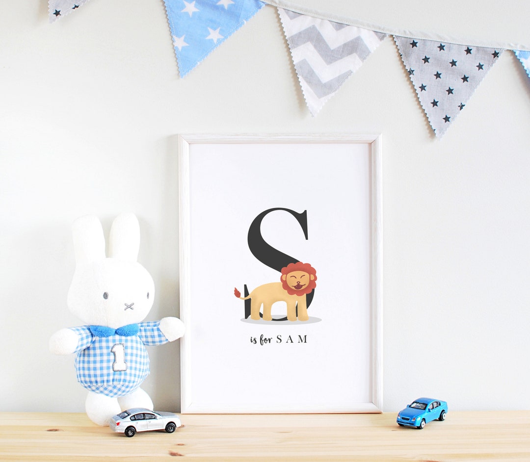 Personalised Baby Print | Lion Print | Baby Name Print | Baby Print for ...