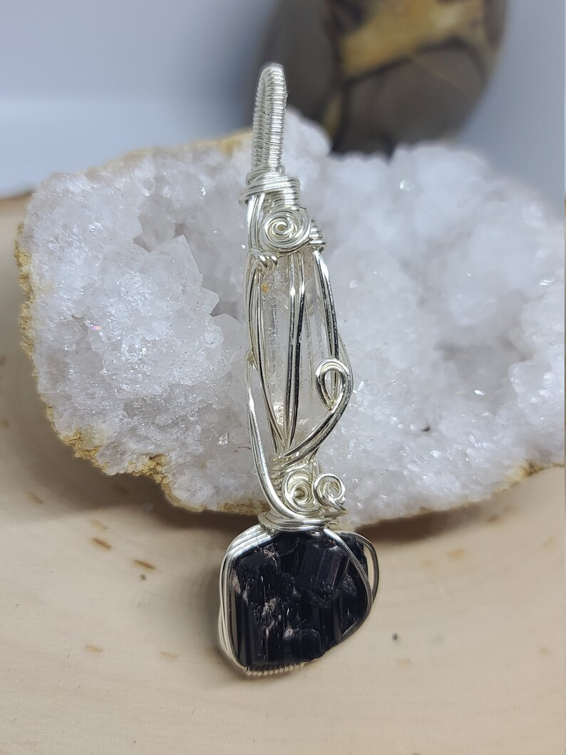 Quartz Point Black Tourmaline Pendant