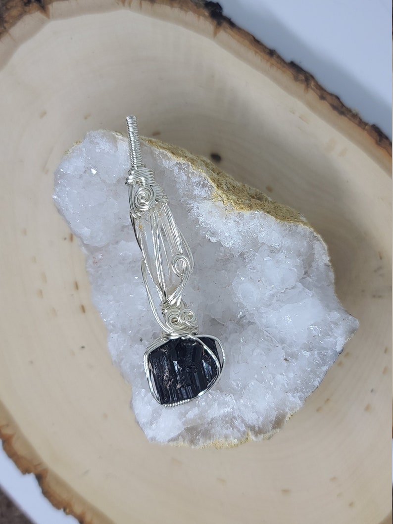 Quartz Point Black Tourmaline Pendant