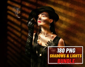 180 PNG Shadow Overlays Bundle: Natural Blinds Shadow Photoshop Overlays, Sun Light Windows Reflection Layer, Floral Shadow Cast Effect
