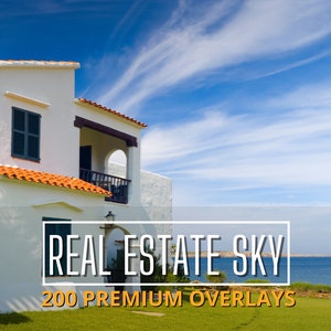 200 Realtors Real Estate Sky Overlays Bundle of Beautiful Blue Morning Skies, Pastel Sky, Sunset Sky for Real Estate Agencies and Agents