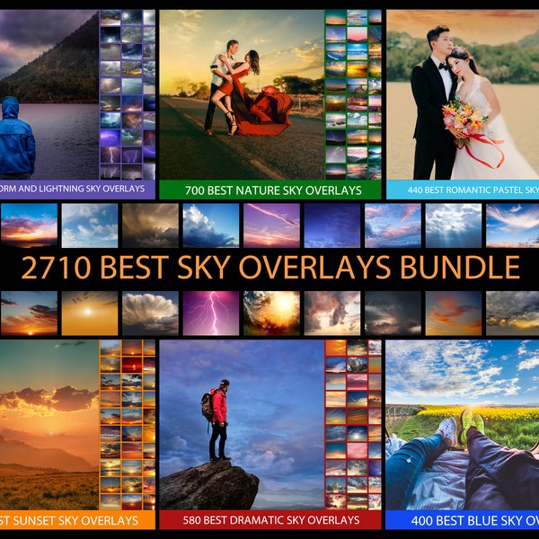 2710 Sky Overlay Photoshop, Stormy Sky Overlays für Photoshop, Pastell Sky Overlay Lightroom, Blue Sky Overlays, Sky Photoshop Overlay Bundle