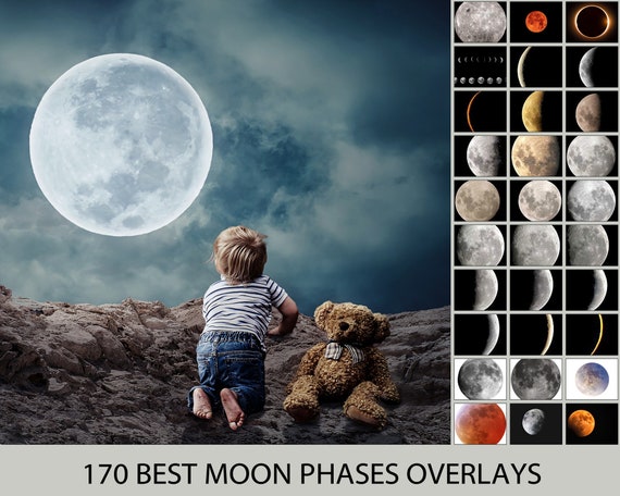 170 Moon Overlays Moon Phases Red Moon Overlay Eclipse Moon Etsy