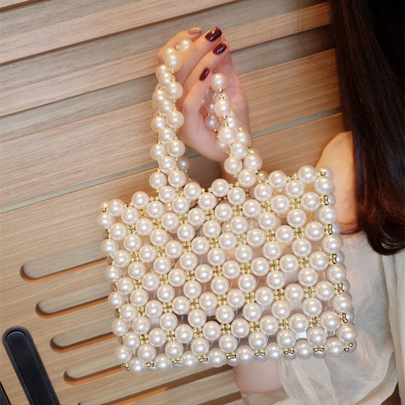 Luxury Handmade Women's Pearl Bags Handwoven Box Beaded Etsy