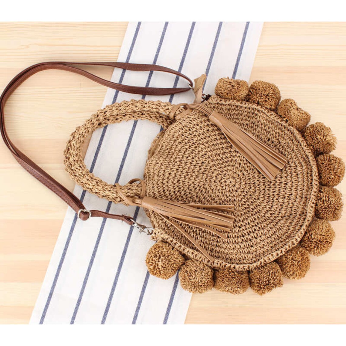 Fashion Round Straw Bags Bohemian Tassel Rattan Women Handbags Etsy