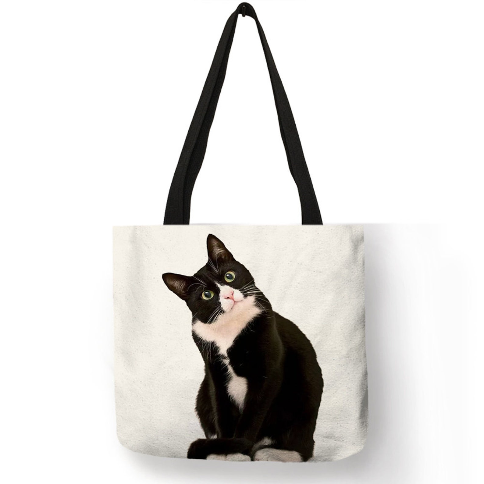 Fabric Traveling Shopping Bags Cute Cat Print Tote Bag for Etsy