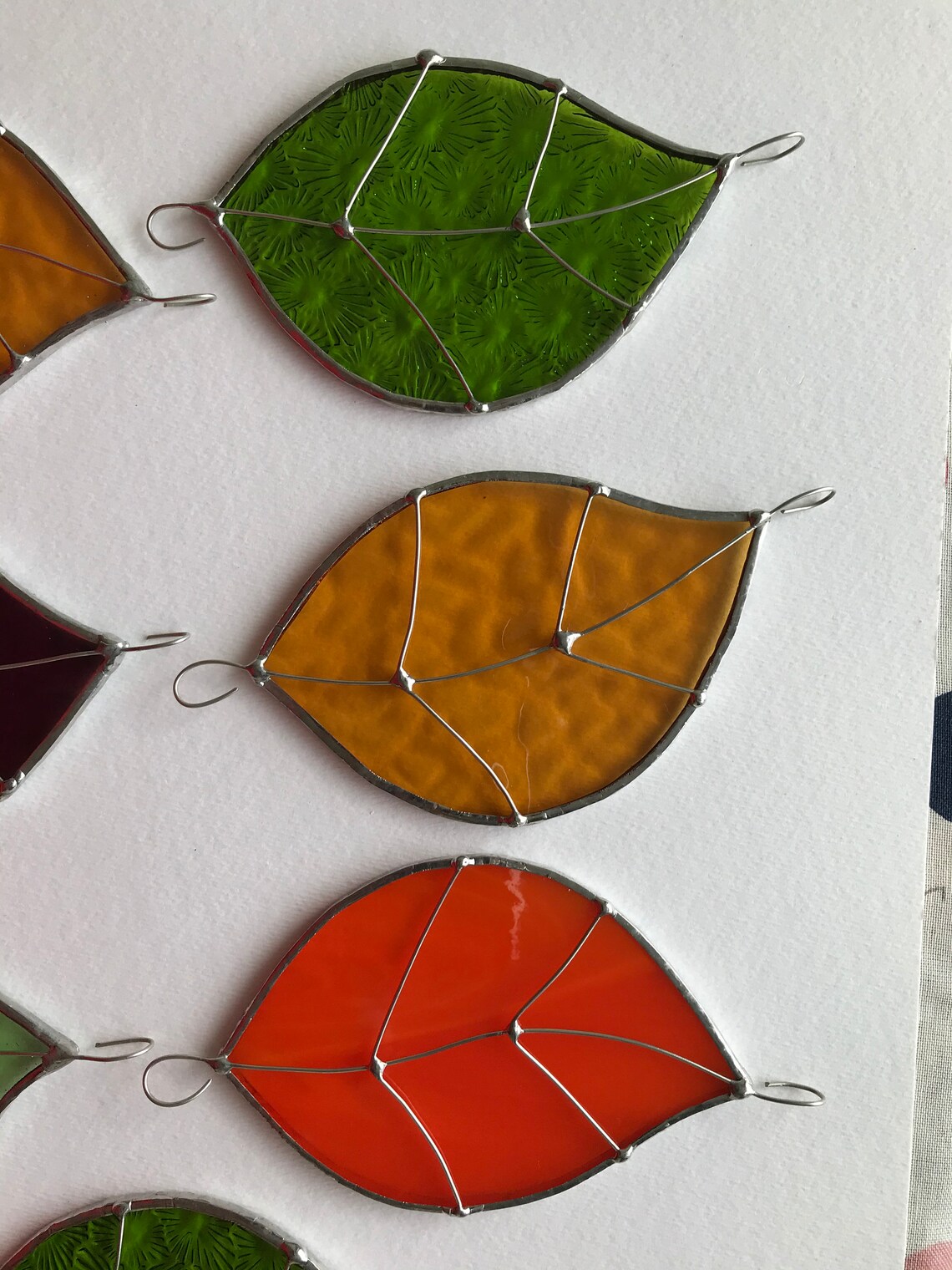 Stained Glass Leaf Suncatcher Etsy UK
